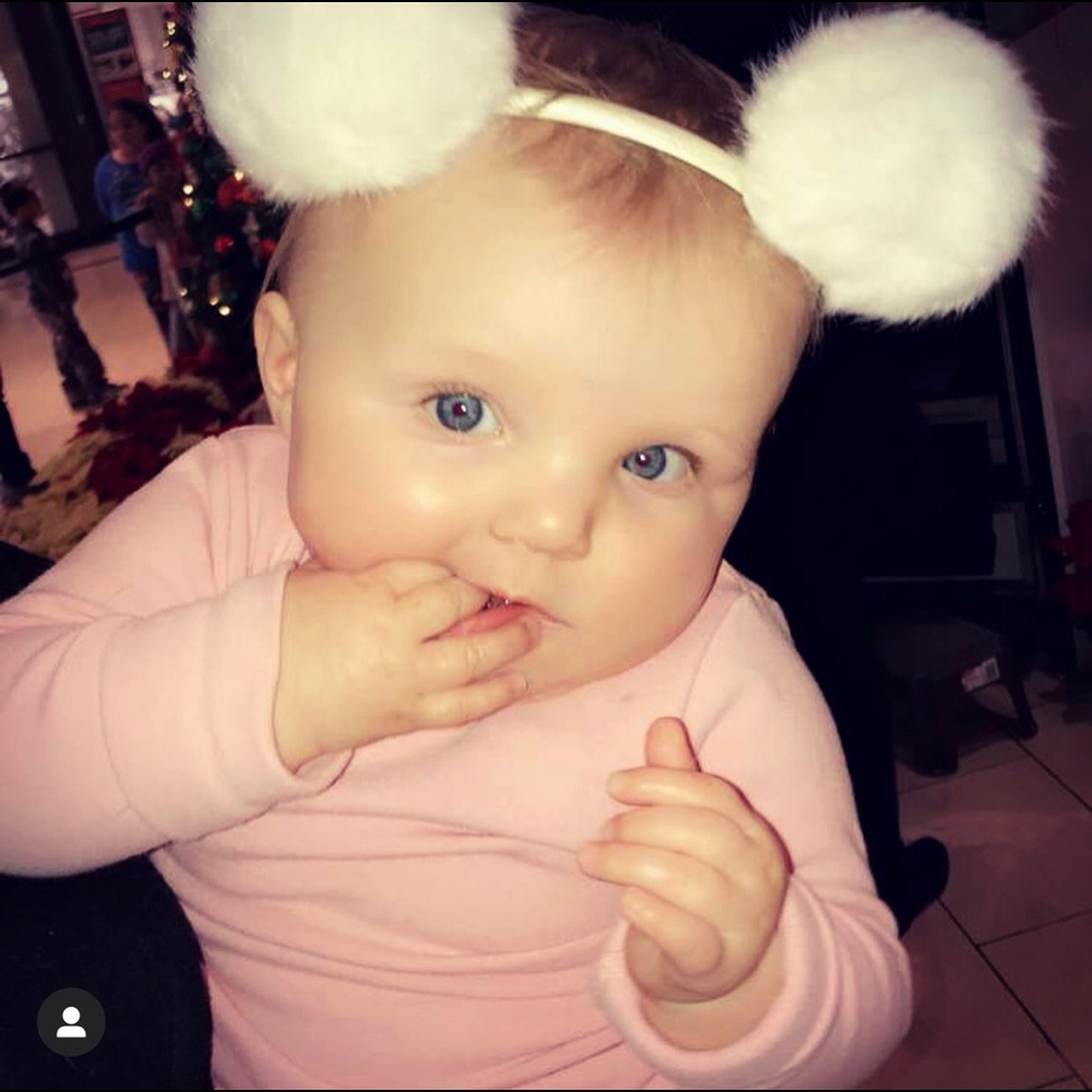 Baby headband with two plush balls